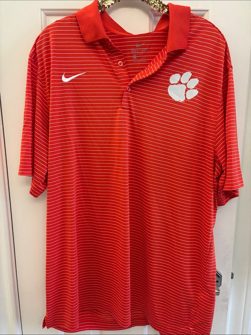 Nike Men’s Striped Clemson Paw Dri-FIT Polo